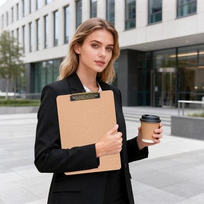 2 Pack Wood Retro Clipboards, 9 x 12.5'' Letter Size for Classroom, Students, Kid, 8.5 x 11'' Decoration Clip Board with Low Profile Copper Clip, Office & School Supplies