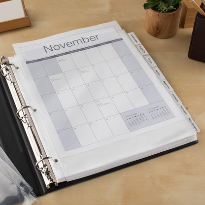 Insertable Big Tab Dividers, 8-Tab, 11.13 x 9.25, White, Clear Tabs, 1 Set