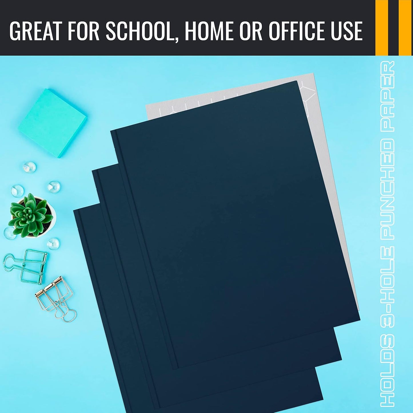 Better Office Products Blue Paper 2 Pocket Folders with Prongs, 50 Pack, Matte Texture, Letter Size Paper Folders, 50 Pack, with 3 Metal Prong Fastener Clips, Blue