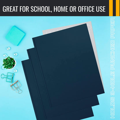 Better Office Products Blue Paper 2 Pocket Folders with Prongs, 50 Pack, Matte Texture, Letter Size Paper Folders, 50 Pack, with 3 Metal Prong Fastener Clips, Blue