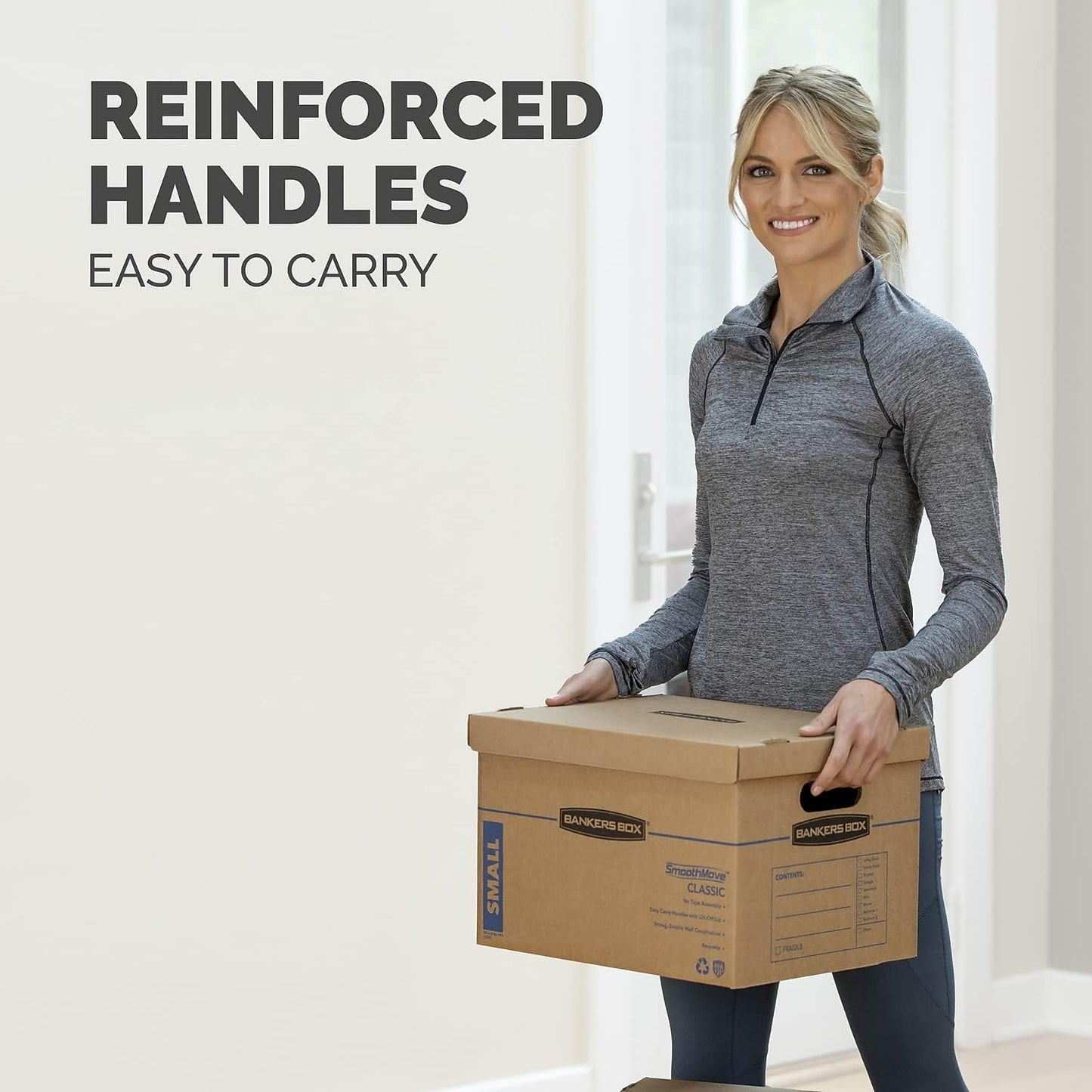 Bankers Box Small Classic Moving Box, 10-Pack, Reinforced Handles, Tape-Free Assembly, 15 x 12 x 10 Inches (7714901)