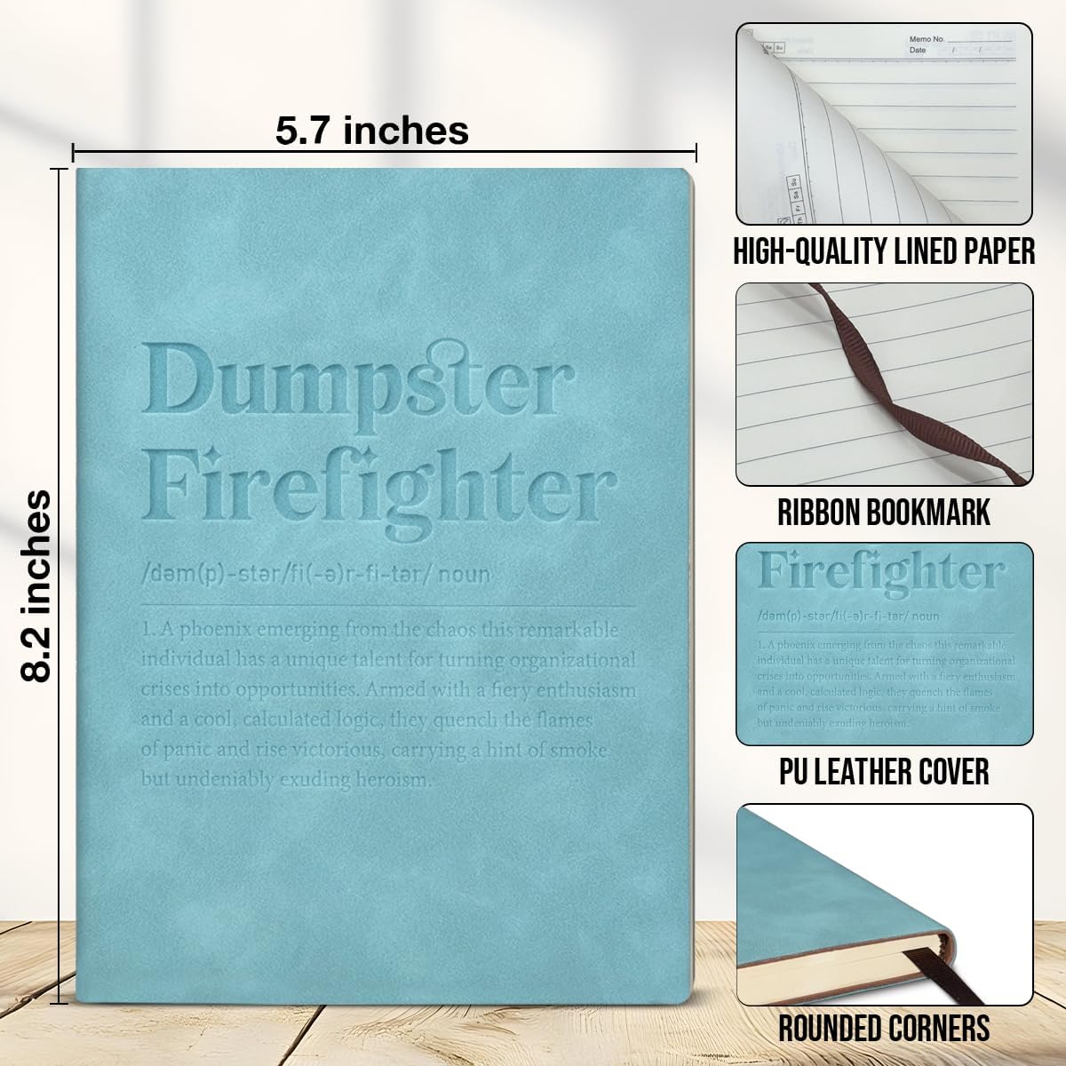 Dumpster Firefighter Notebook, Gifts for Coworker Boss Appreciation Employees Manager Leather Journal