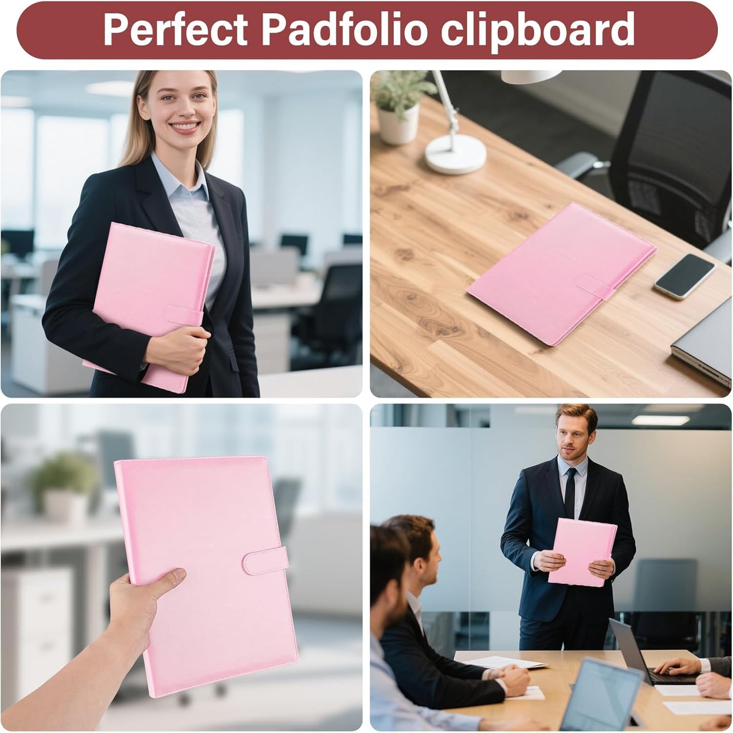 Professional Padfolio, Multi Function Faux Leather Portfolio Binder with Clipboard - Interview Resume Folder, Legal Document, Business Card Holder, for Office, Conference, Interviews (Black)