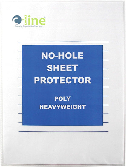 C-Line Top Loading Heavyweight Poly No-Hole Sheet Protectors, 8.5 x 11 Inches, 25 per Box (62907)