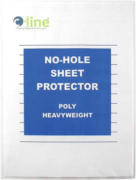 C-Line Top Loading Heavyweight Poly No-Hole Sheet Protectors, 8.5 x 11 Inches, 25 per Box (62907)