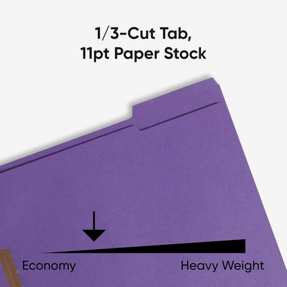 Smead Fastener File Folders, Reinforced 1/3-Cut Tabs, 2 Fasteners, Letter Size, Blue, 50 per Box (12040)