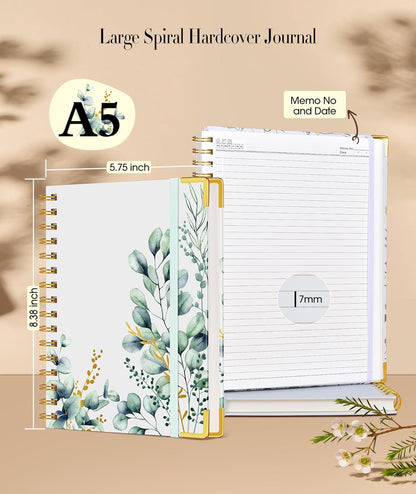 Cute Spiral Notebook Journal for Women, 200 Pages Lined Notebooks 8.5” x 11”, A4 Large Hardcover Spiral Journals with 100 GSM Thick Paper, College Ruled Notebook for Writing Work School, Orange Floral