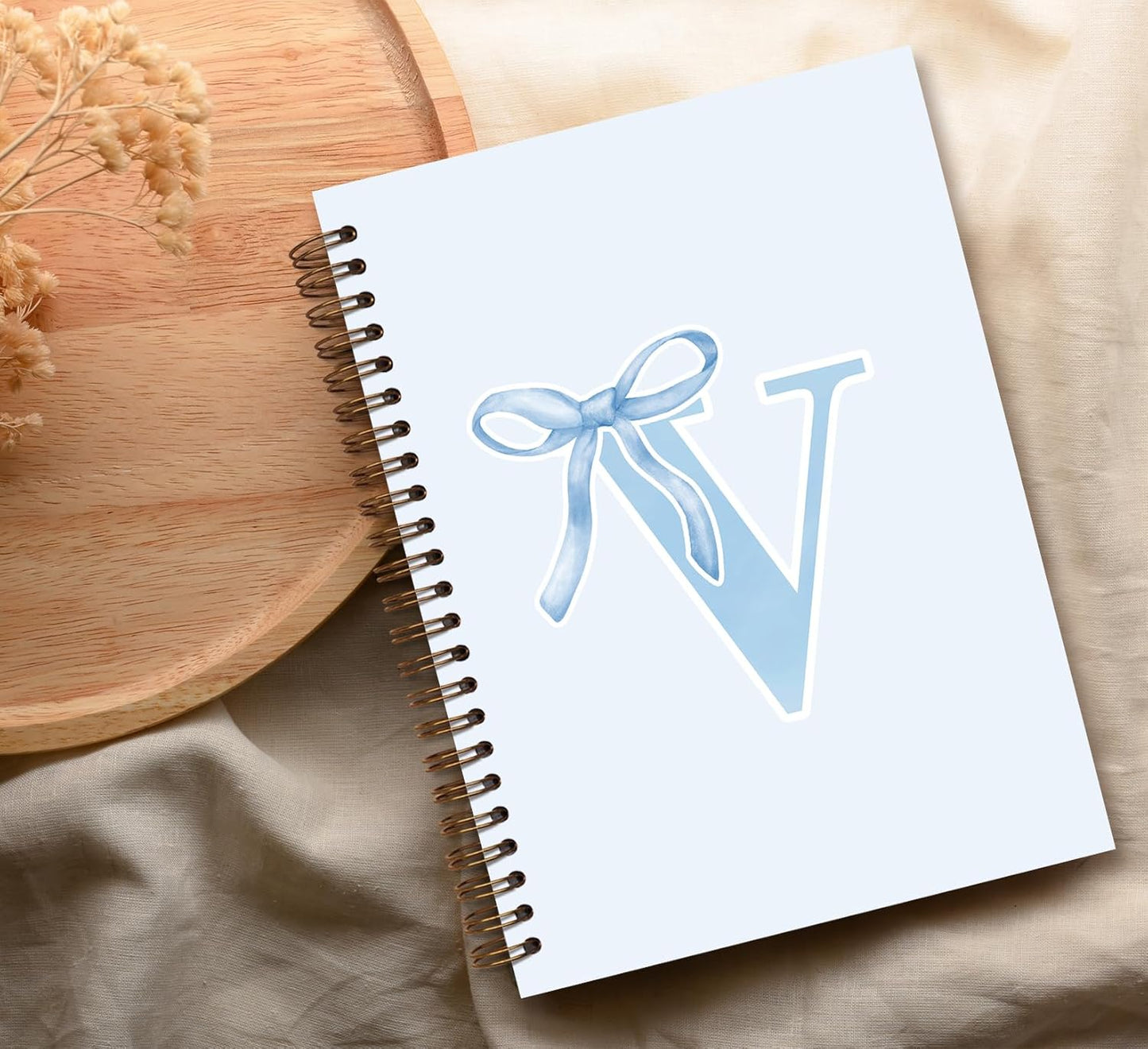 Blue Bow Journal Notebook for Girls,Initial H Journals Personalized Diary Gifts for Teen Girl Kids,Monogrammed Gifts for Women,Trendy Coquette Cute Hardcover Spiral Notebook 5.5 x 8.3 - Colors A