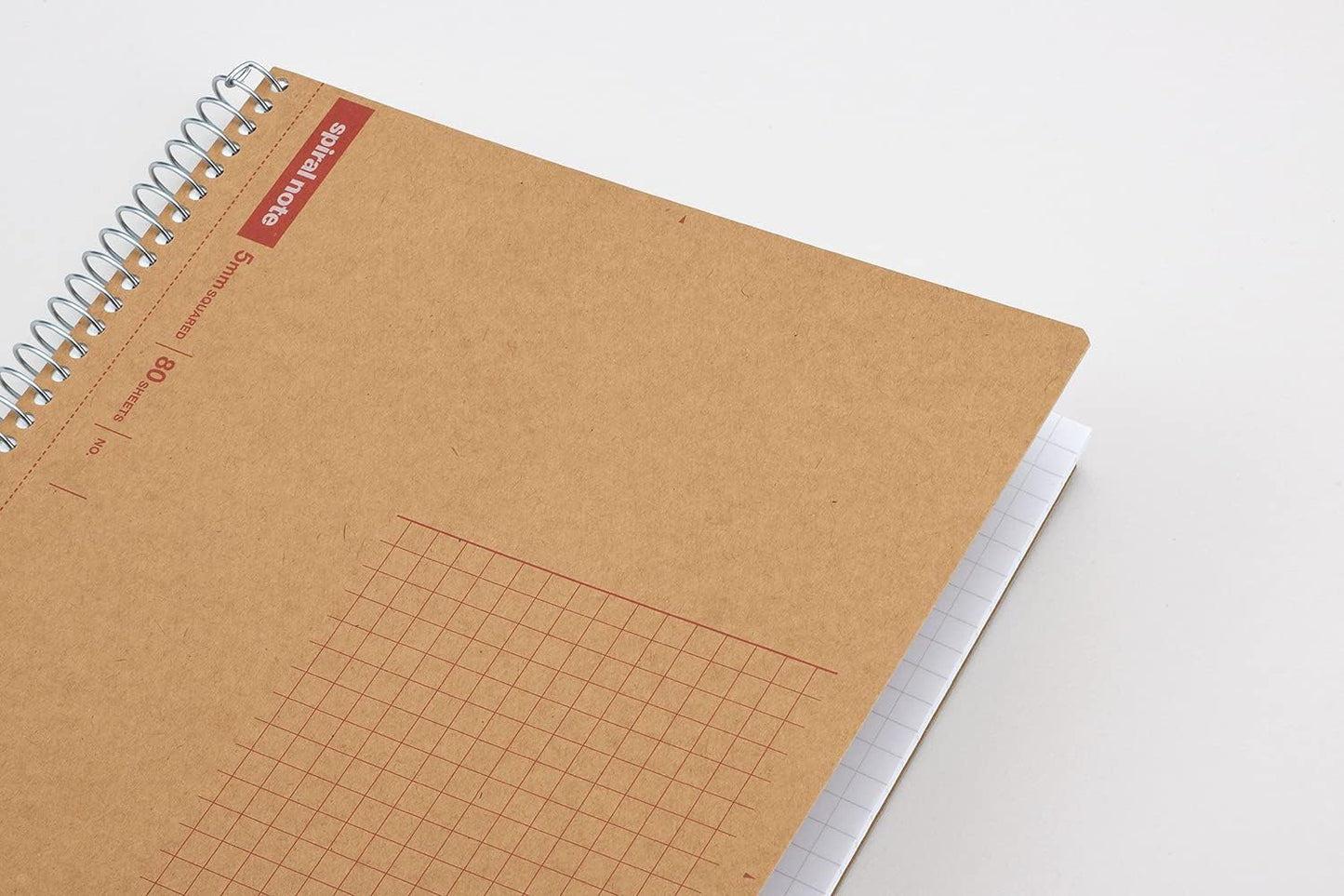 Maruman Spiral Note Basic Grid Notebook- B5, 9.92" x 7.44", 80 Sheets / 160 Pages, 5mm Graph Paper Journal, Perforated Pages & Wire-Bound to Lay Flat, Sturdy Kraft Cover, Made in Japan