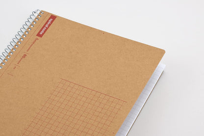 Maruman Spiral Note Basic Grid Notebook- B5, 9.92" x 7.44", 80 Sheets / 160 Pages, 5mm Graph Paper Journal, Perforated Pages & Wire-Bound to Lay Flat, Sturdy Kraft Cover, Made in Japan