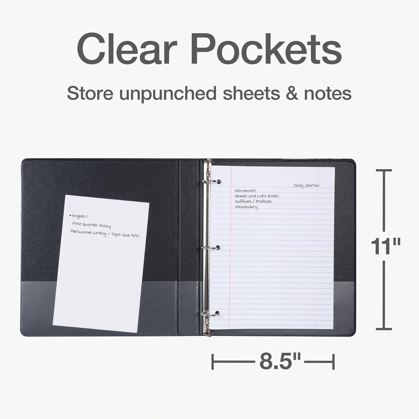 Oxford Ring Binders, 1.5" Round Ring Binders, View Binder, Covers on 3 Sides, XtraLife Hinge, Non-Stick, PVC-Free, White, 350 Sheet Capacity (1002547)