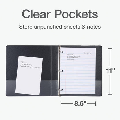 Oxford Ring Binders, 1.5" Round Ring Binders, View Binder, Covers on 3 Sides, XtraLife Hinge, Non-Stick, PVC-Free, White, 350 Sheet Capacity (1002547)