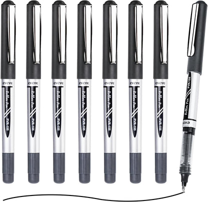 EYEYE 0.7mm Black Roller Ball Pens 25 Pack, Medium Point Rollerball Pen Quick Dry, Liquid Ink Pens Fine Point Smooth Writing Pens for Journaling, Note Taking, Office and School Supplies