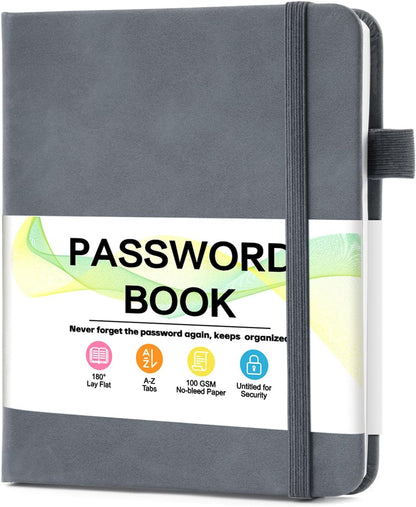 MOSA BEAR Password Keeper Book with Alphabetical Tabs，4.3"x5.7" Small Password Books for Seniors Password Notebook for Internet Website Address Log in Detail（Dark Blue）