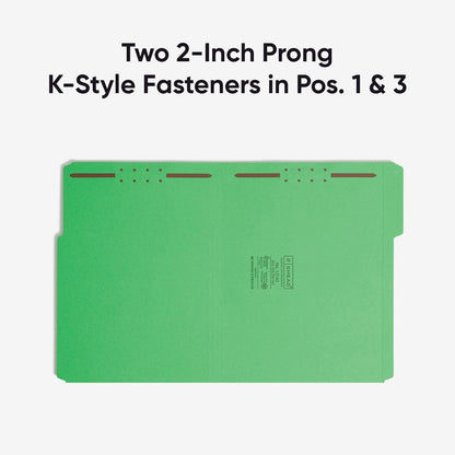 Smead Fastener File Folders, Reinforced 1/3-Cut Tabs, 2 Fasteners, Letter Size, Blue, 50 per Box (12040)