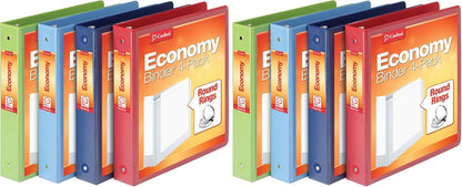 Cardinal 3 Ring Binders, Round Rings, Holds 350 Sheets, ClearVue Presentation View, Non-Stick, Assorted Colors (79550), 1.5 Inch (Pack of 4)
