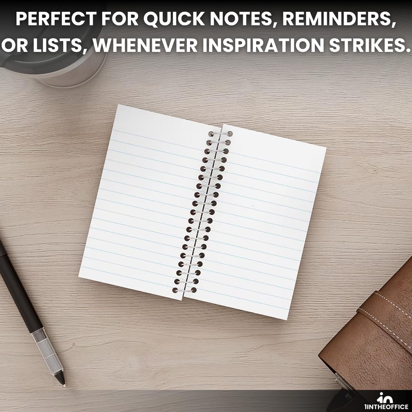 1InTheOffice Wirebound Spiral Memo Books, Memo Pads, 3" x 5", College Ruled, Small Notepad, Assorted, 75 Sheets/Pad, (5 Pack)
