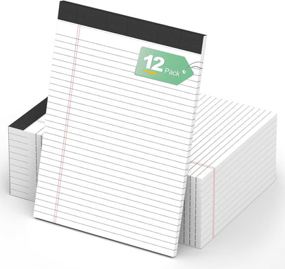 Nichela 5" x 8" Note Pads 12 Pack of Legal Pads 30 Sheets Notepad College Ruled Small Writing Pads Perforated Pages Paper Pads 80GSM Heavyweight Paper Note Pads for Home, Office, or School