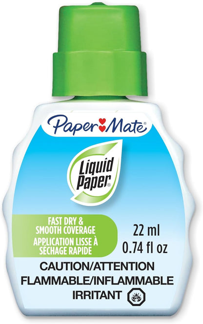 Paper Mate® Liquid Paper® Correction Fluid, Fast Dry & Smooth Coverage, White, Pack Of 3