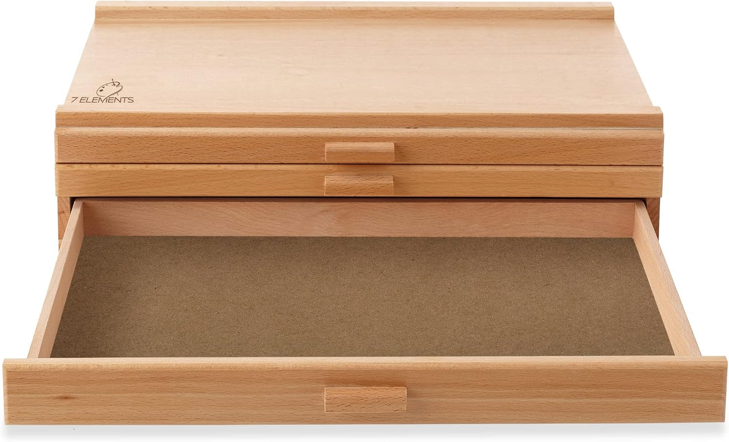 7 Elements 4 Drawer Wooden Artist Storage Supply Box for Pastels, Pencils, Pens, Markers, Brushes and Tools