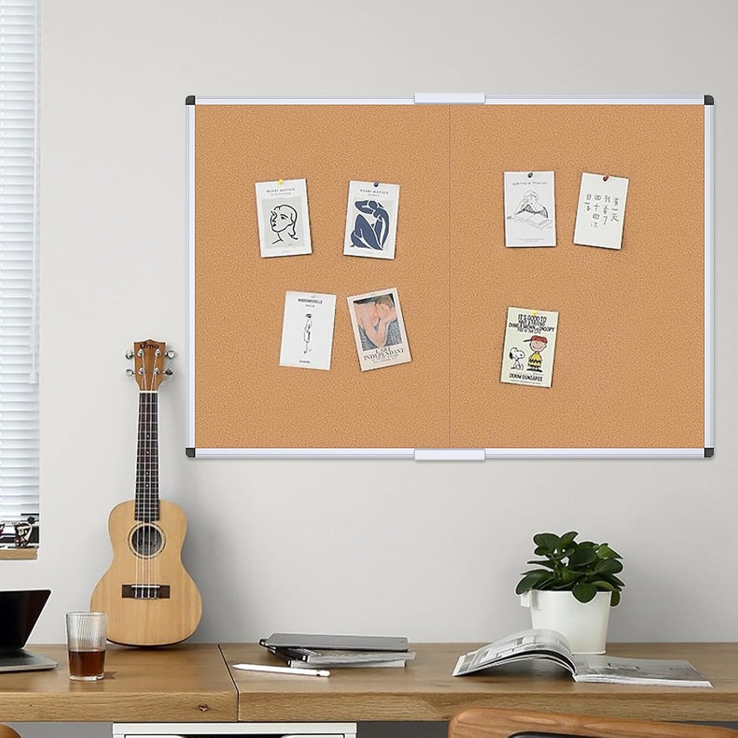 VIZ-PRO Cork Notice Board Bulletin Board, 96 X 48 Inches, Pack of 2, Silver Aluminium Frame
