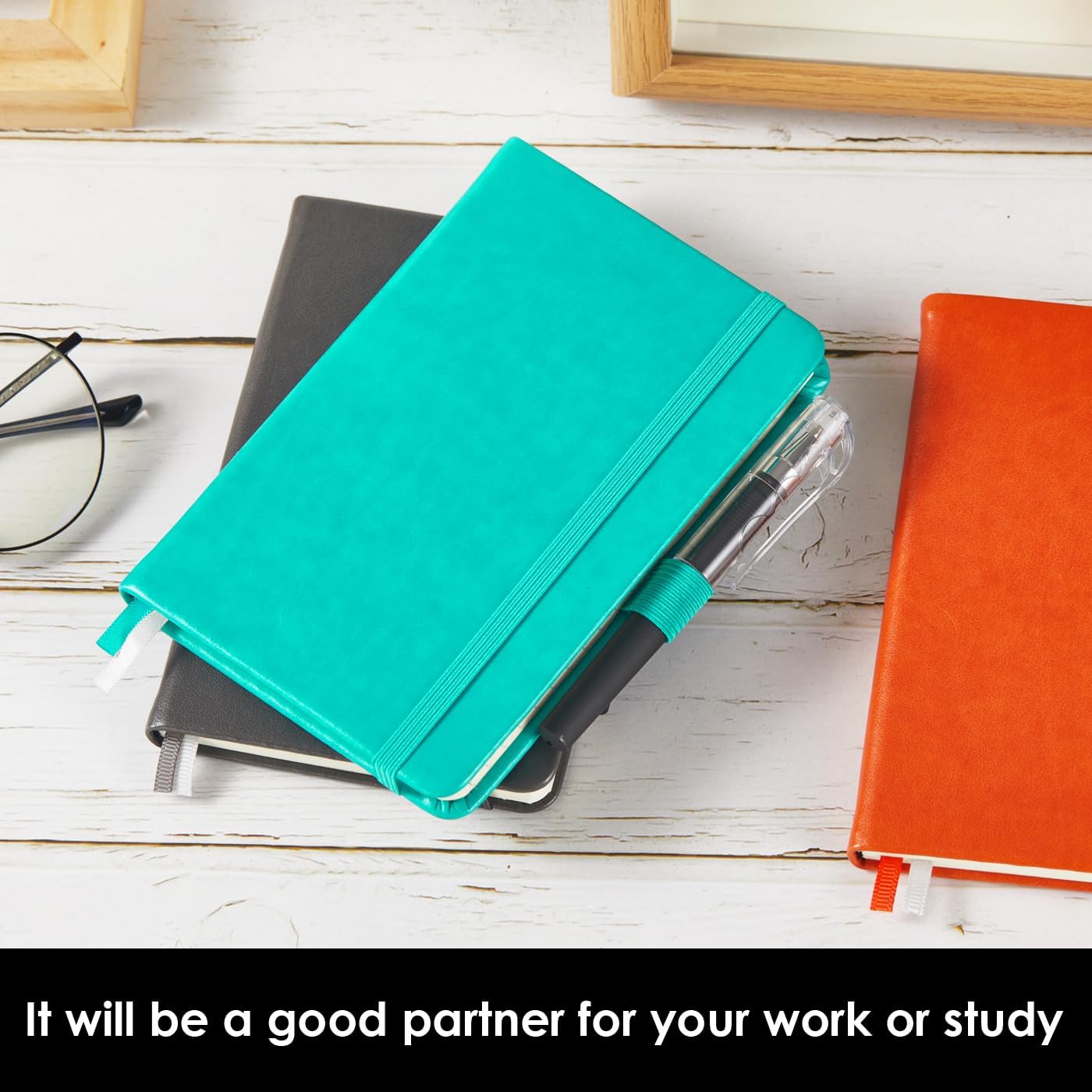 NIRMIRO Small Notebook Journals, 3 Pack Mini Pocket Note pads for Men & Women Writing, A6 Small Leather Notepad 3.7" x 5.7" with Pen, Black, Red, Green