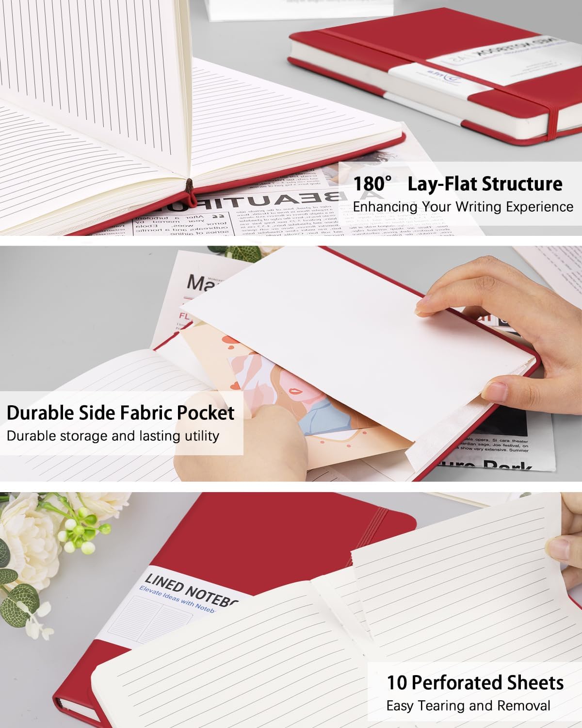Dynta Hardcover Journal Notebooks, 10 Packs A5 Lined Journals Bulk for Writing 200 Pages/100Sheets, 8.4 x 5.8 inch, 10 Colors Classic Ruled Notebook for Work/Travel/College/Note Taking