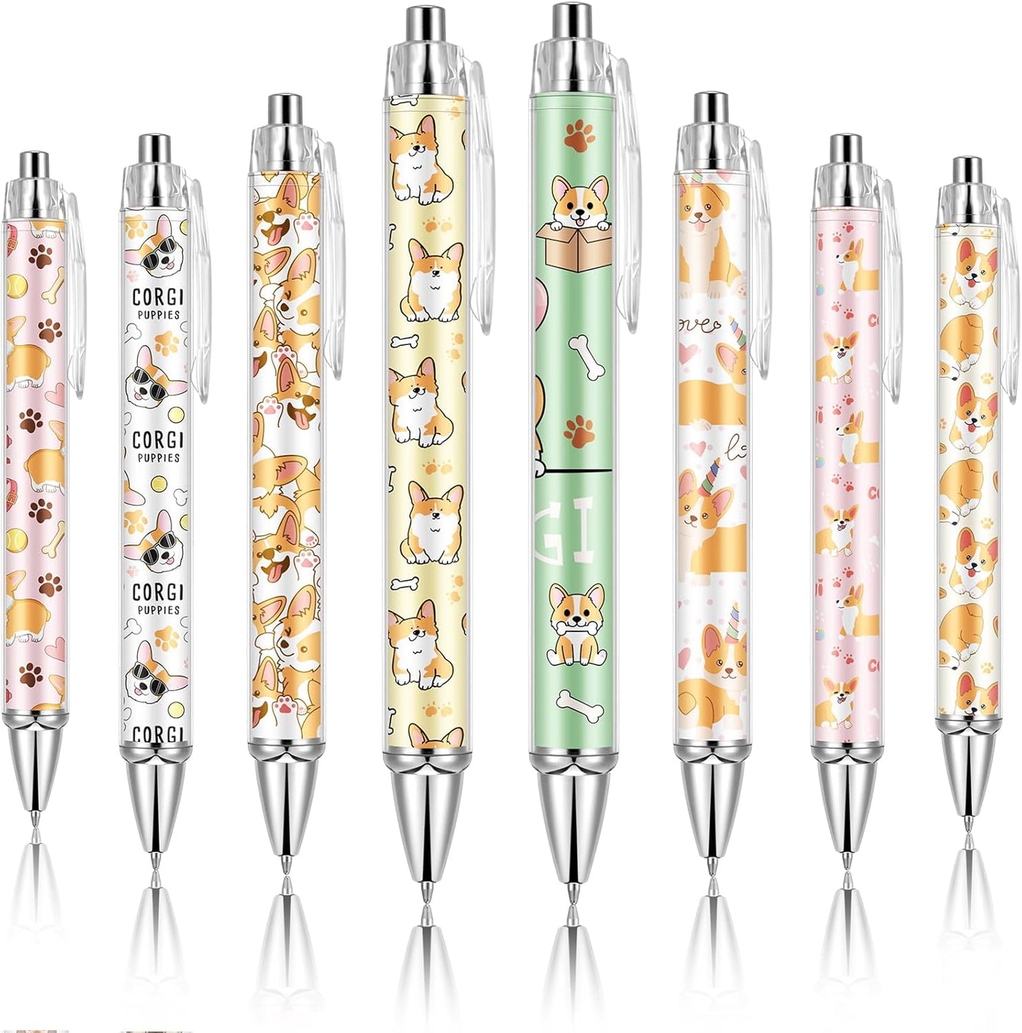 Ireer 8 Pcs Ballpoint Pens for Women 1.00 mm Cute Black Ink Pens Fine Point Smooth Writing for Journaling Aesthetic Office Supplies (Mahjong)