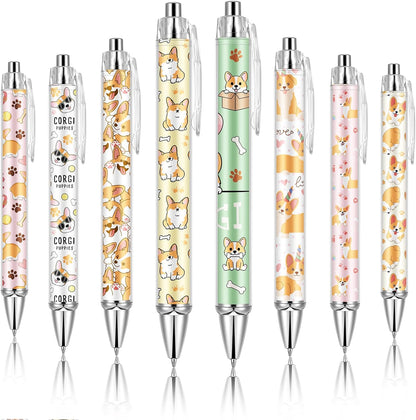 Ireer 8 Pcs Ballpoint Pens for Women 1.00 mm Cute Black Ink Pens Fine Point Smooth Writing for Journaling Aesthetic Office Supplies (Mahjong)