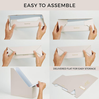 ZICOTO Beautiful Magazine Holder Set Of 3 - Sturdy File Holder to Organize Your Desk Or Shelves - The Perfect Office Storage to Effortlessly Organize Your Paperwork/Files, Magazines, Books Or Binders
