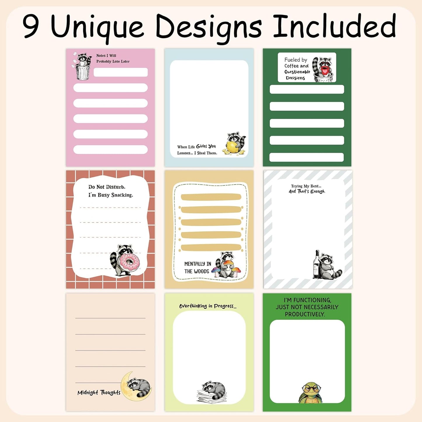 Dumpster Fire Sticky Notes 9 Pack, Funny Dumpster Fire Notepads for Work Stress Relief, Cute Self-Stick Memo Note Pads for Office, Humorous Gifts for Coworkers Students School Office Supplies 3×3 Inch
