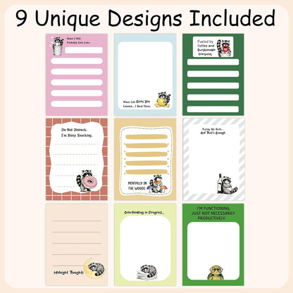 Dumpster Fire Sticky Notes 9 Pack, Funny Dumpster Fire Notepads for Work Stress Relief, Cute Self-Stick Memo Note Pads for Office, Humorous Gifts for Coworkers Students School Office Supplies 3×3 Inch