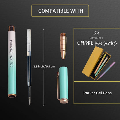 MESMOS 6 Pack 3.9 inch (9.8cm) Pen Refills Ballpoint, Compatible with Ballpoint Parker Pen, (Black Ink)