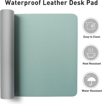 Aothia Leather Desk Pad Protector, Mouse Pad, Office Desk Mat, Non-Slip PU Leather Desk Blotter, Laptop Desk Pad, Waterproof Desk Writing Pad for Office and Home (Black,36" x 17") - Colors B