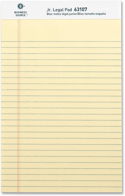Business Source Micro-Perforated Legal Ruled Pads, Canary Paper, 8-1/2"x11-3/4" (63105) - Pack of 12