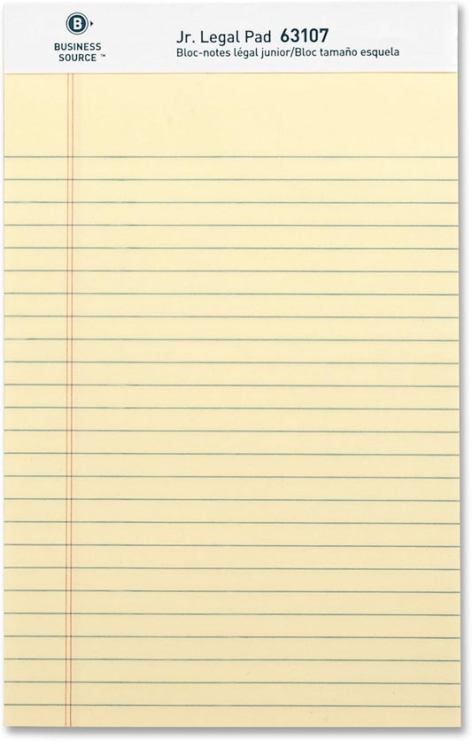 Business Source Micro-Perforated Legal Ruled Pads, Canary Paper, 8-1/2"x11-3/4" (63105) - Pack of 12