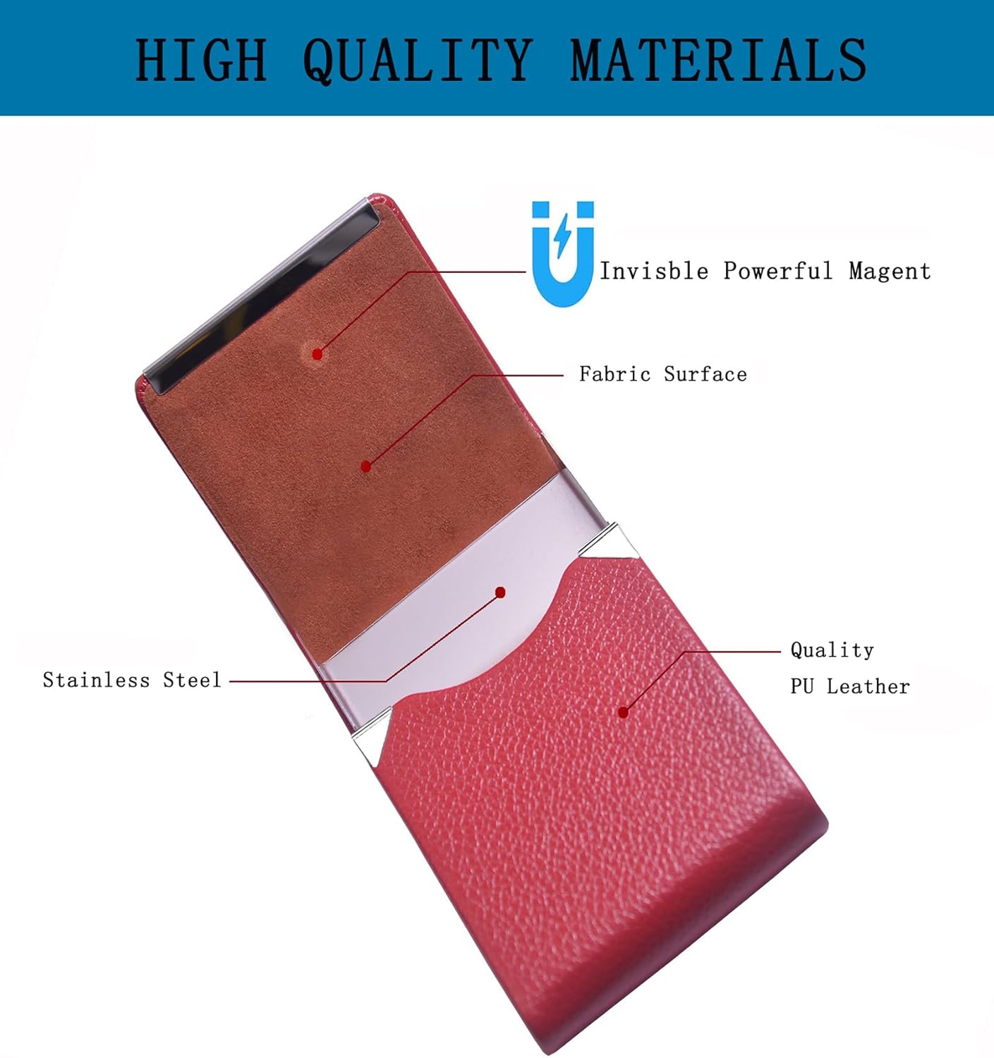 Business Card Holder with Ultra Slim Design,Business Card Case with Premium PU Leather,Suit Pocket Metal Card Holder for Women/Men,Professional Name Card Holder with Magnetic Shut (Black1)