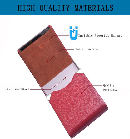Business Card Holder with Ultra Slim Design,Business Card Case with Premium PU Leather,Suit Pocket Metal Card Holder for Women/Men,Professional Name Card Holder with Magnetic Shut (Black1)