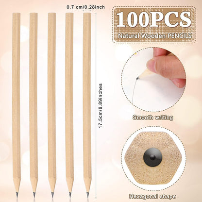 Fumete 100 Pieces Wooden Pencils Bulk No Eraser Hexagonal HB Graphite Unsharpened Natural Wood Pencils Without Erasers Classroom Gifts for Students Bulk Goodie Bag Stuffers