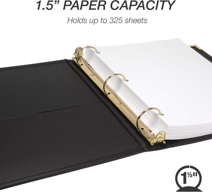 Samsill Classic Collection Leather 3 Ring Binder, Executive Presentation Portfolio, 0.5 Inch (Holds 100 Sheets), Brass Round Ring, Burgundy