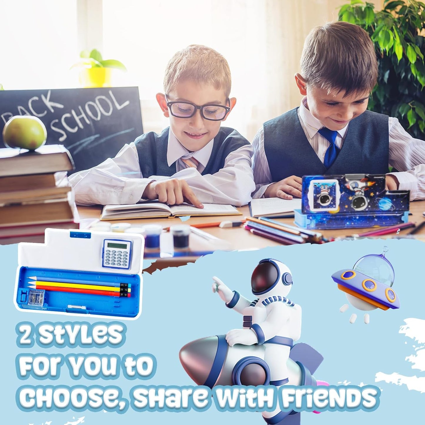 Henoyso Multifunctional Pencil Box for Girls Butterfly Pencil Case with Calculator and Sharpener Cool Cute Pencilcase School Supplies Essentials Christmas Birthday Gift Present for Kids Teens