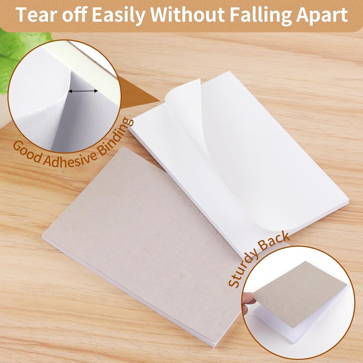 Note Pads 4x6 Inch, 6 Pack Blank Scratch Pads, 50 Sheets Per Memo Pad for Writing, White Pad of Paper Suit for Home, Office and School, Tear off Notepad, Small Server Notebook