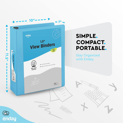 Enday 1 Inch Binder (6 Pack - Grey) 3 Ring Binder 1 inch with Clear View Cover and 2 Inside Pocket - for Letter Size 8.5 x 11'' Paper, Ideal for School Supplies, Office, and Home