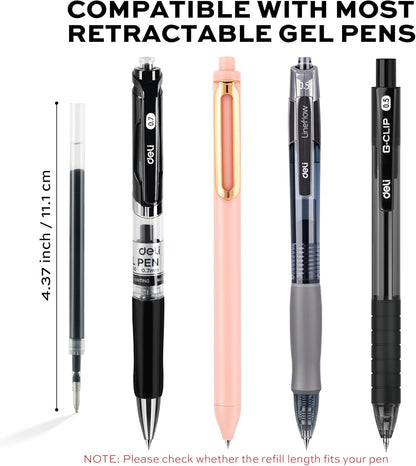 deli Gel Pens, 50 Pcs Retractable Pens Black Ink, Medium Point Pen 0.7mm, Smooth Writing, Fast Dry, No Bleed for Journaling Note Taking, Home School Office Supplies