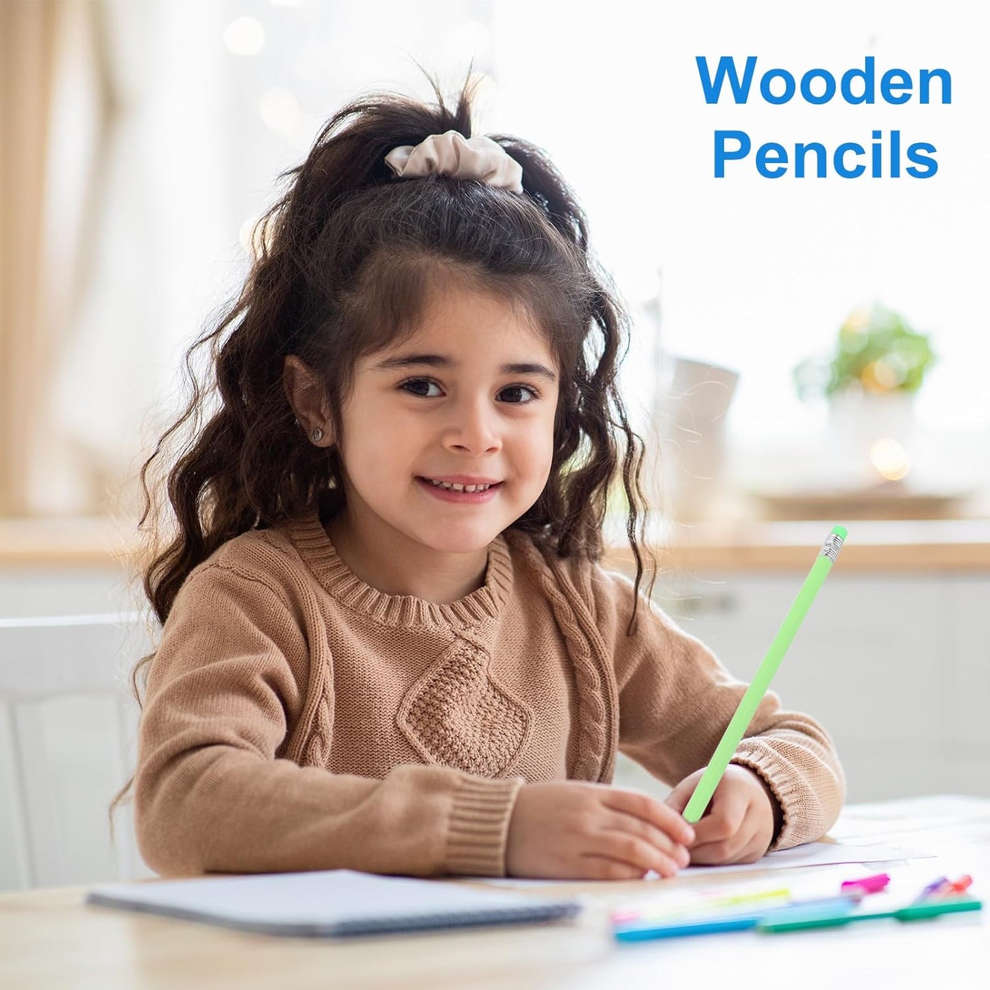 PATIKIL Round Pencils, 12 Pack Triangle HB Graphite Pencil Woodcase Wooden Pencils with Eraser for Classroom Office Writing Drawing Supplies, Pink
