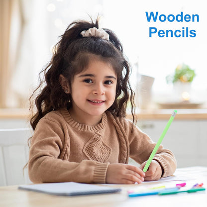 PATIKIL Round Pencils, 36 Pack Triangle HB Graphite Pencil Woodcase Wooden Pencils with Eraser for Classroom Office Writing Drawing Supplies, Green