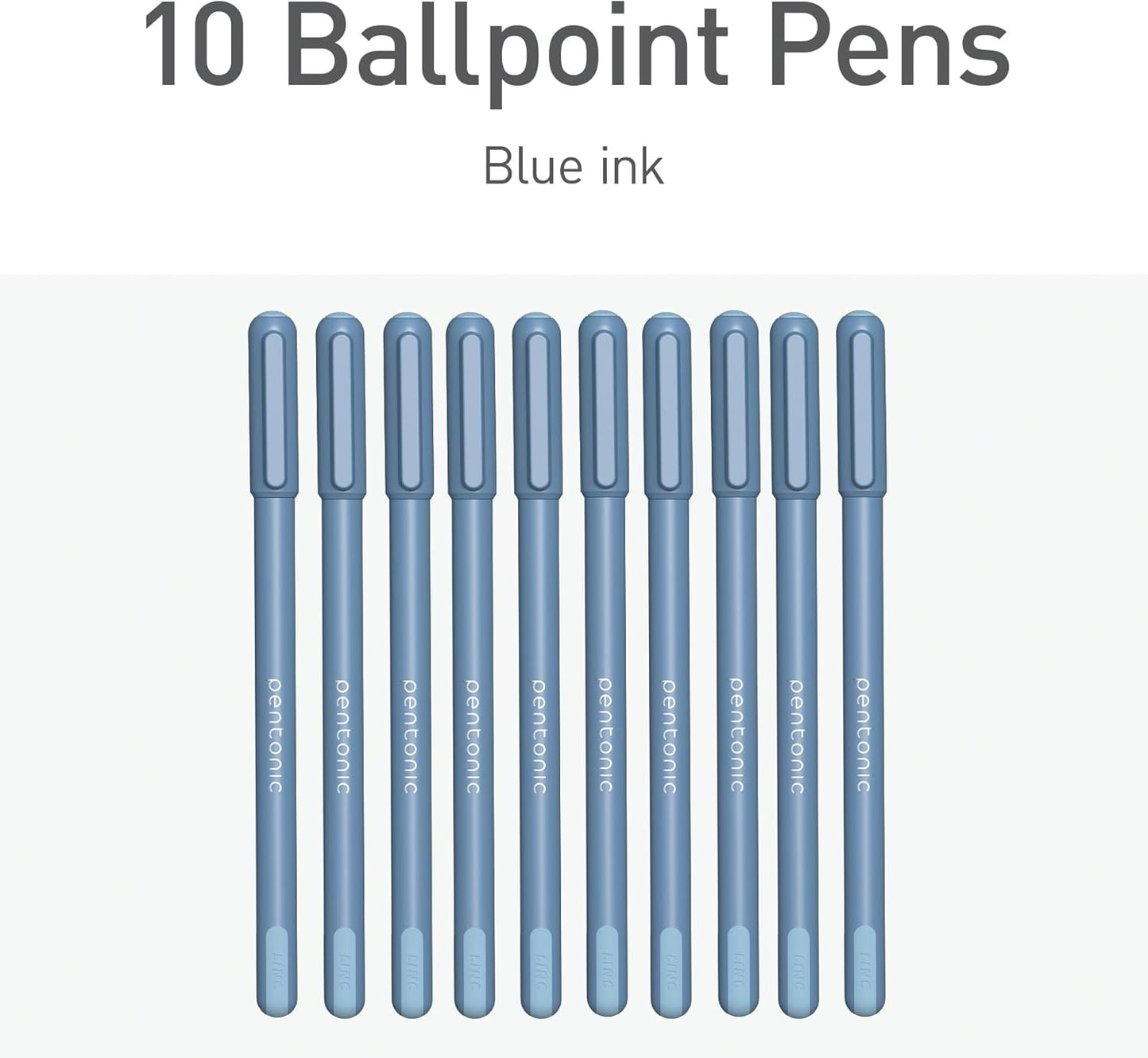 Pentonic Ballpoint Pens, 10 Count, Frosted Pale Gray Barrel with Black Ink, 0.7 mm Fine Point, Smooth Writing For Journaling & Note Taking (PEN13086)