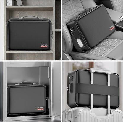 DocSafe Fireproof File Organizer with Lock, Hard-Shell Case Fireproof Document Box with 13 Pocket Accordion File Folder, Portable Home Office Travel Safe Storage for Important Documents Laptop Black