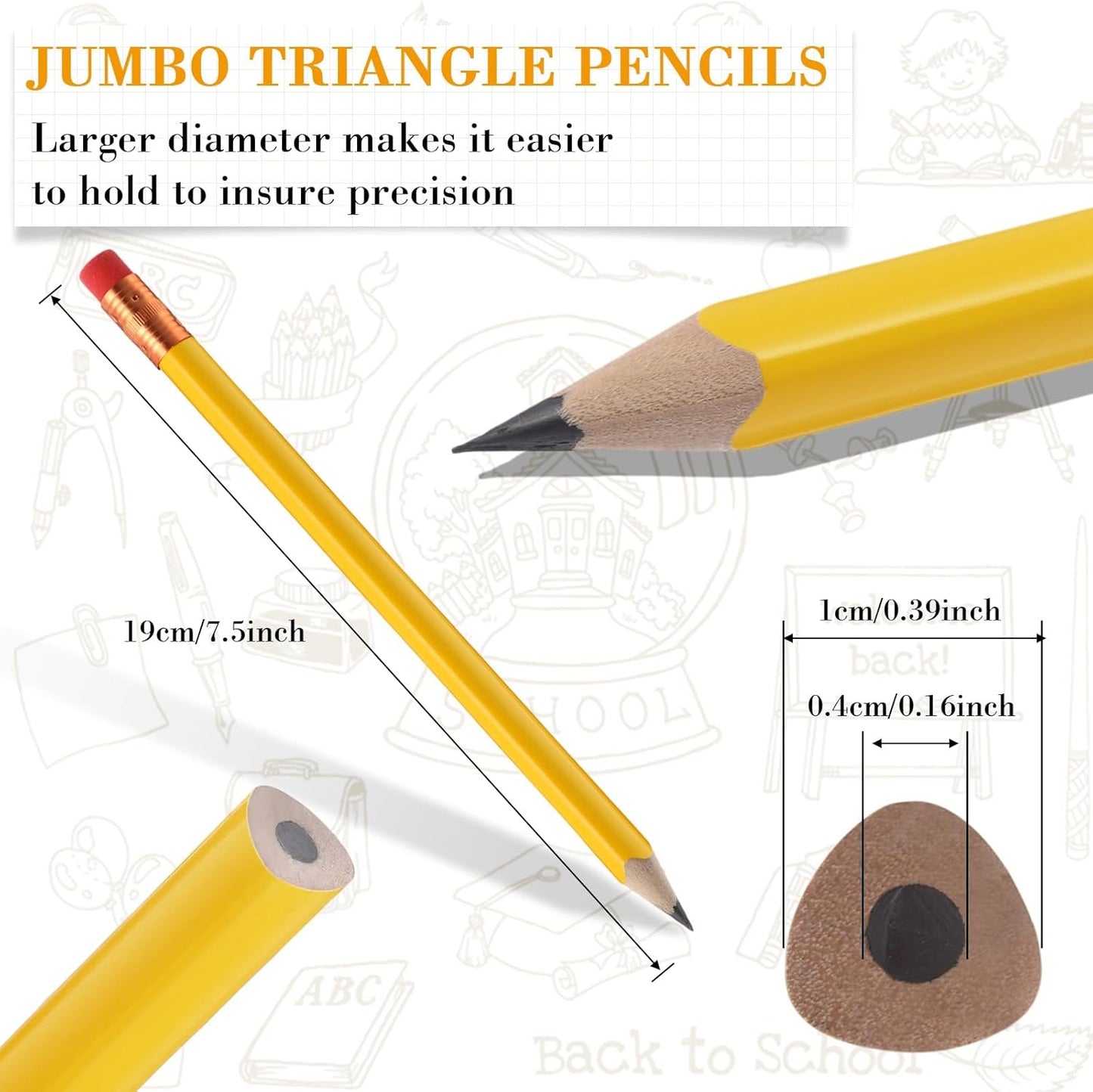 Fainne 96 Pcs Jumbo Pencil with Black Core Cedar Wooden Pencil with Eraser for Carpenters Students Teachers School Construction Woodworkers Beginners Office Workers(Red,Classic)