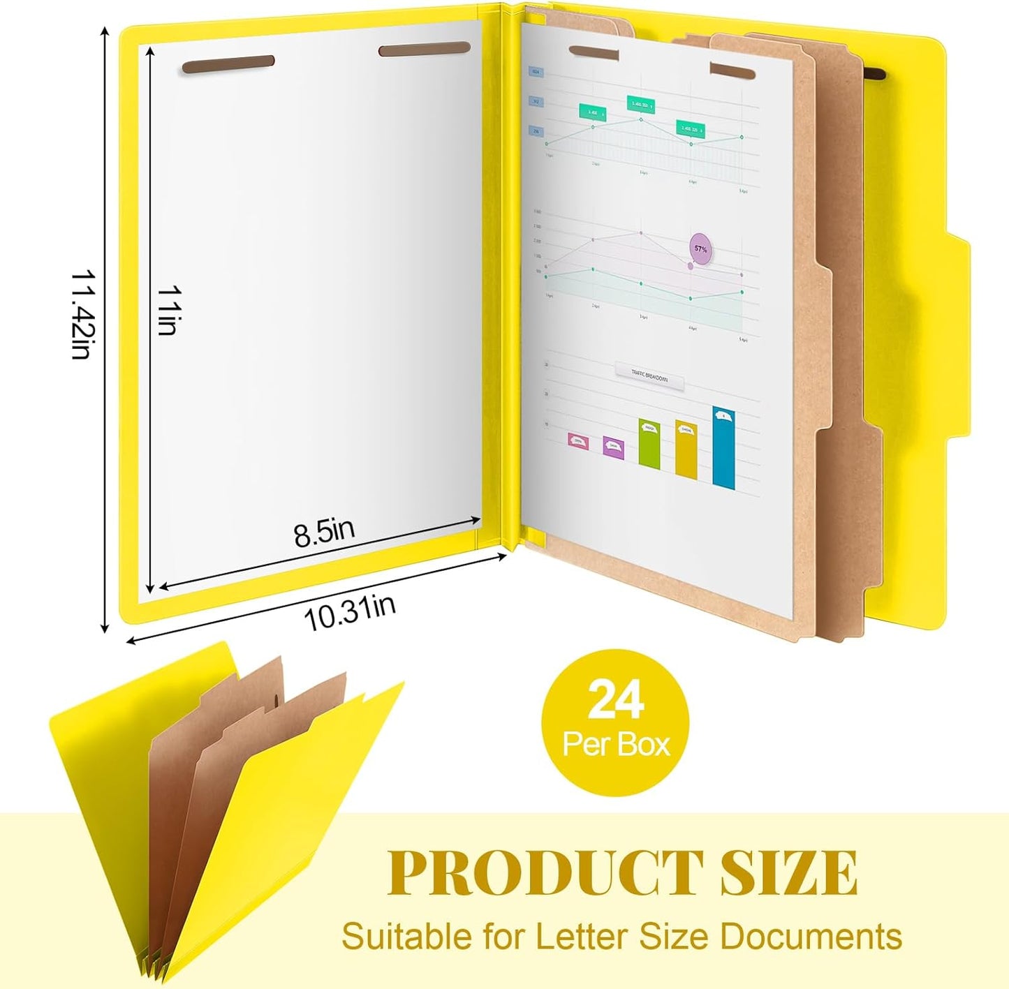 Skyygemm 12 Pcs Classification Folders Letter Size Bulk - 2 Dividers Pressboard File Folder with 3. 5 Inch Expansion, 2 Prongs Fastener, Heavy Duty Office File Organizer for Teacher Medical (Hot Pink)